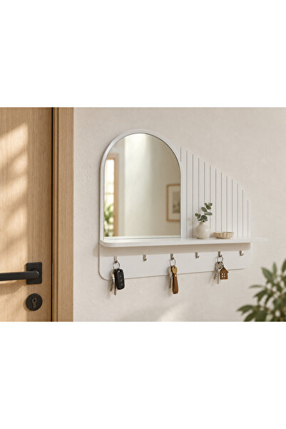 dekmar Dekorsec Aynalı Duvar Anahtarlığı ve Dekoratif Raf 50 × 60 cm 6 Askılı
