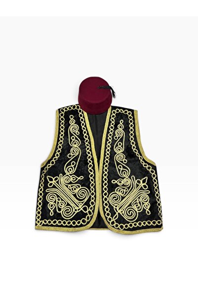 beyzade kostüm Adult Circumcision Vest and Fes Set - Blue Velvet with Gold Em...