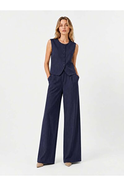 Parça Fashion ÇİZGİLİ PANTOLON YELEK TAKIM