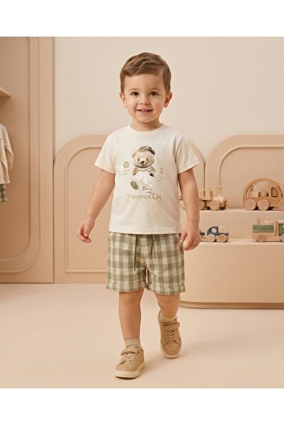 Top Kids Summer Boys' Set Printed T-Shirt Plaid Shorts