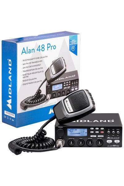 Midland Stație radio CB Alan 48 Pro cu ASQ digital, AM/FM, anulare a zgomotul...