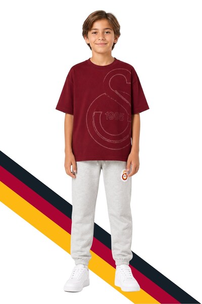 Galatasaray Tricou roșu claret cu logo imprimat pentru copii și pantaloni de ...