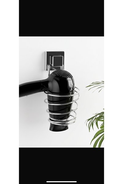 Metal Saç Kurutma Makinesi Askısı - Delmesiz Banyo Fön Makinesi Tutucu Organizer
