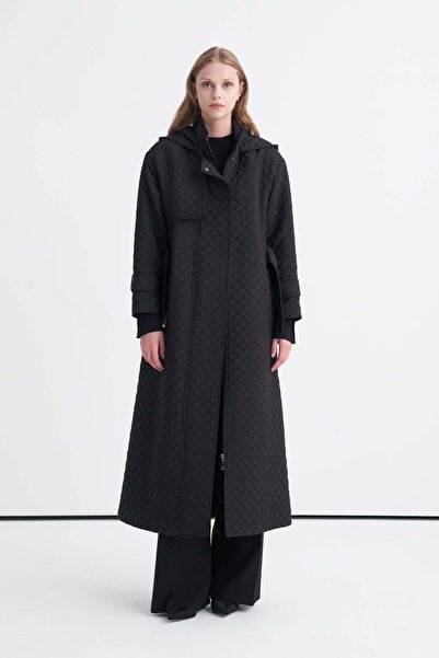 Zühre Hooded Belted Black Giy Çık 13528