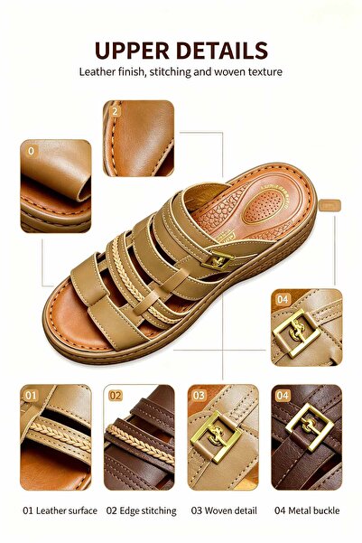 SaudEva Foot شباشب جلد مريحة صناعة سعودية بدون رباط | نعل سميك مبطن مضاد للان...