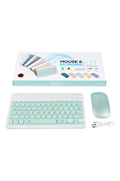 MouseKeyboard Kit Şarj Edilebilir Bluetooth Kablosuz Klavye ve Mouse Seti - T...