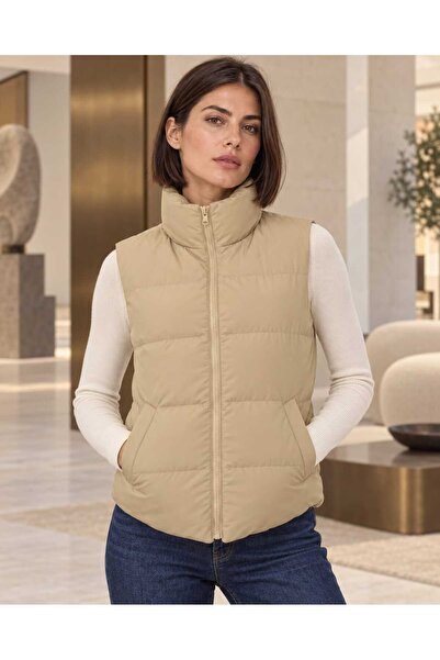 LAVİNİM Kadın Spor Şişme Yelek - Günlük Stil Fermuarlı Puffer Yelek