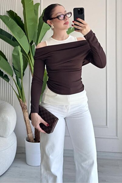 aura7 collection KADIN GİYİM ATLET GÖRÜNÜMLÜ ÇİFT KAT BLUZ