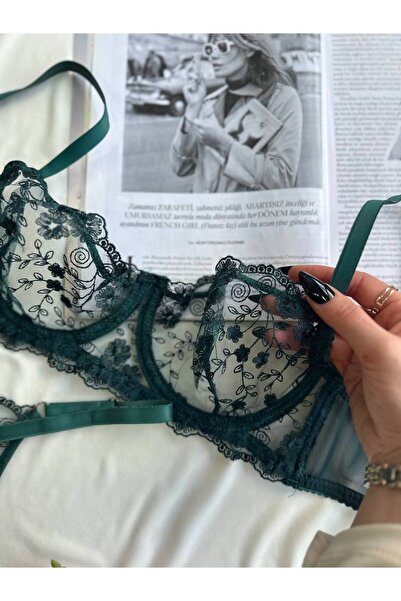 La Linaa Sutien bralet din dantelă pentru femei Set de lenjerie elegantă Lenjerie sexy transparentă