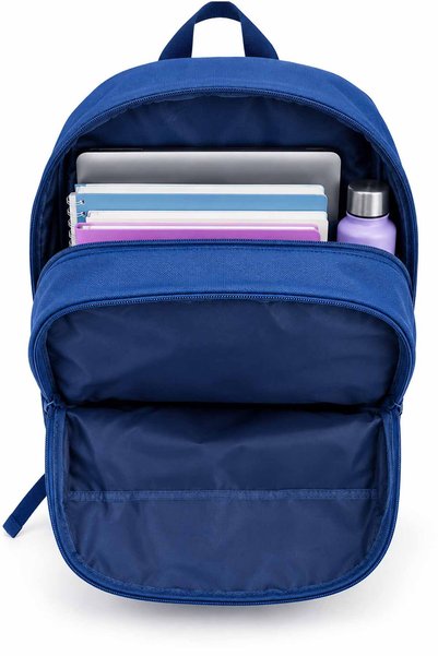 Reebok Lacivert Okul Çantası Genç Kız Erkek Çift Gözlü Suluk Cepli Sırt Çantası 45x31x14 cm