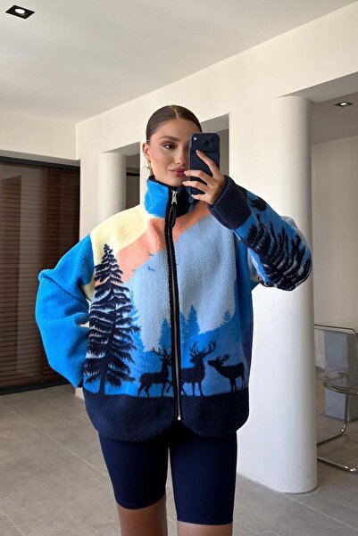 Mzr Collection GÜN BATIMI FERMUARLI CEKET KOYU MAVİ