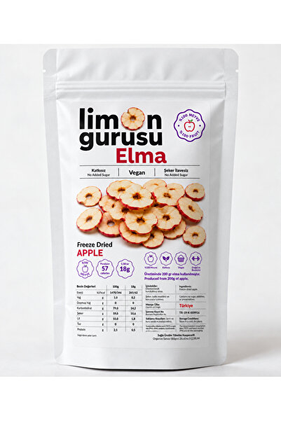 LİMON GURUSU Dondurularak Kurutulmuş Elma - 18 Gr. - Yerli Üretim - Doğal Mey...