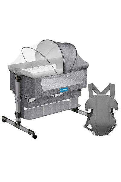 STAR BABiES - Baby Carrier & Bedside Crib With Mosquito Net - Grey - 2 Pcs