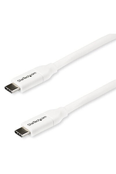 startech Кабел USB C към USB C - 6 фута / 2 м - 5A PD - Мъжки/мъжки - Бял - U...