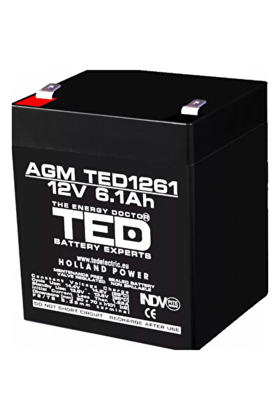 TED Electric Σταθερή μπαταρία VRLA 12V, Διαστάσεις 90 x 70 x 98 χιλ., Μπαταρί...