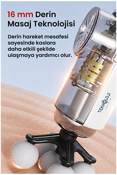 Teknoloji Gelsin Masaj Tabancası 6 Kademeli 5 Başlı Yeni Nesil Titreşimli Şarjlı Masaj Aleti 6 Kademe Boyun/Bel/Sırt/Bacak