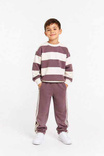 erayalpkids Stripe Detailed Unlined Suit Unisex Children's Brown