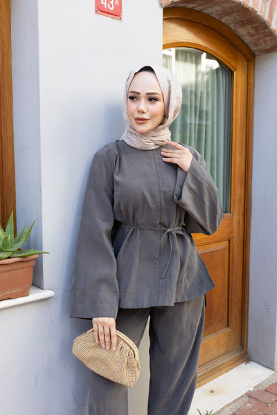 honeyed Neva Premium Silky Modal Woven Double Hijab Set with Tunneled Waist and Drawstring