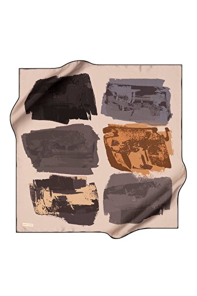 Pierre Cardin Light Brown 90X90 Silk Crepe Satin Scarf