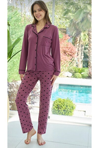 Pure Home Six Polka Dot Soft Milan Fabric Pajama Set