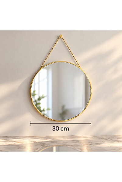 Genel Markalar 30 CM Gold Çerçeveli Askılı Yuvarlak Ayna – Şık ve Dekoratif D...