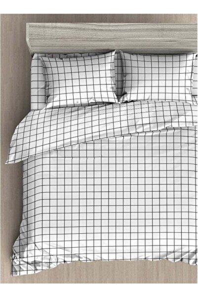 Qadro King Size 3Pc Duvet Cover Set | Soft Microfiber Material | Black Grid &...