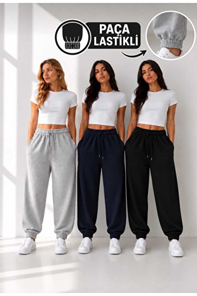 ZENİSA 3 lü set paça lastikli jogger eşofman altı