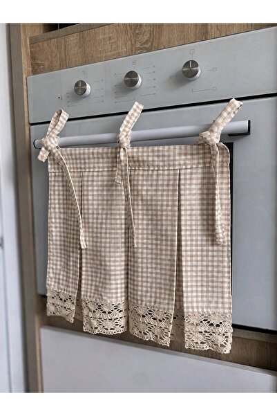 Parla Life Beige Color Lace Model Tied Oven Cover