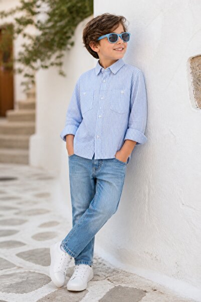 erayalpkids Boy's Striped Shirt and Pants Set Stylish Combination
