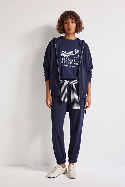 soft&basic Kadın Paçası Lastikli Cepli Pamuklu Jogger Eşofman Altı