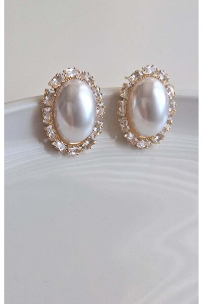 Svc Aksesuar Zircon Stone Pearl Earrings