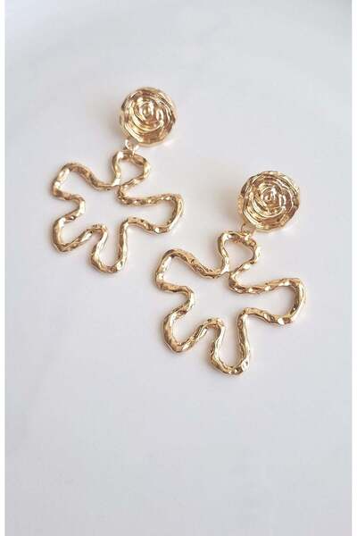 Svc Aksesuar Asymmetrical Design Flower Earrings