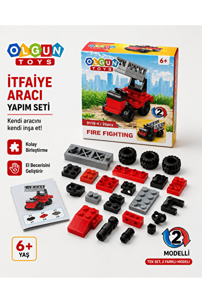 Eymen Hobi Fire Truck Construction Set – 26 Pieces – 2 Models – Ages 6+