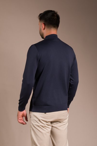 ZEKİ ÖZER Men's Navy Blue Half Fisherman Knitwear Sweater