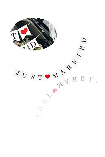 GENERAL احرف لافتة زفاف بتصميم عبارة «JUST Married » من هونور®، مزينة بعلم سح...