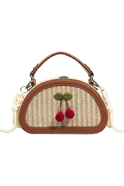 GENERAL Small Straw Bag Handbag, Summer Woven Crossbody Bag with Cherry Desig...