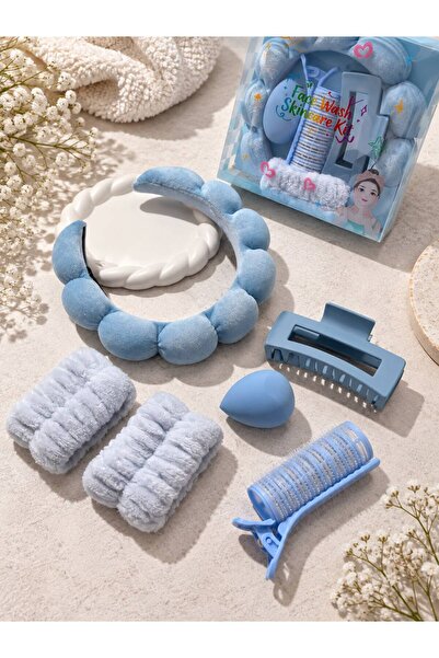 EMKSHOP Işilti Face Care Spa Makeup Headband Bracelet Set Hair Styling Set
