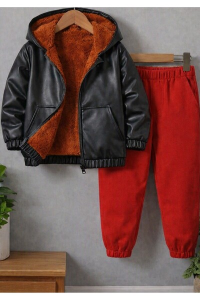 shop Set unisex de 2 piese, țesut combinat, design elegant, noua colecție