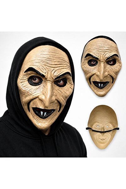 evimdeyokyok Pointed Nose Scary Old Woman Plastic Mask