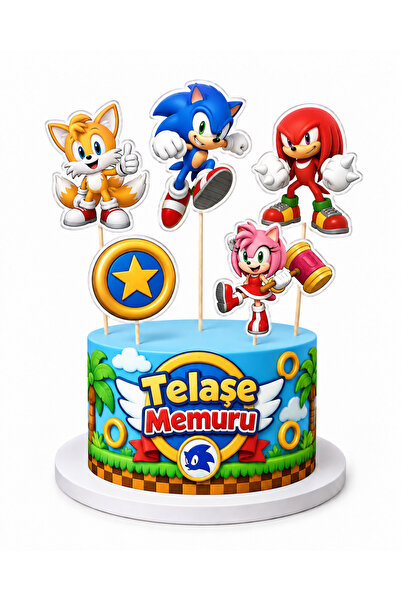 telaşe memuru Sonic Pasta Süsü ve Doğum Günü Konsepti Parti Malzemeleri ve Çu...