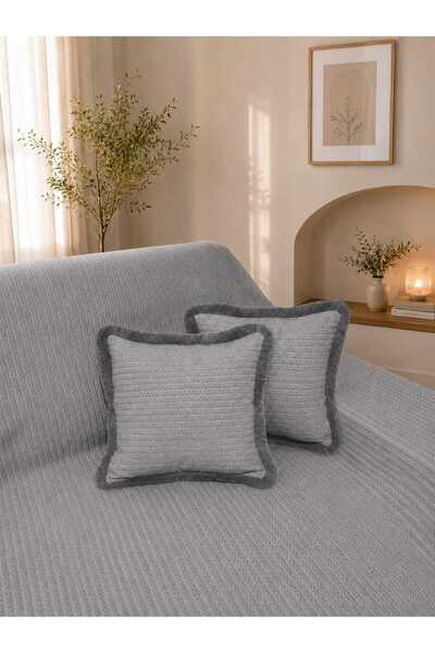 Pamuklu Saçaklı 2 Adet 45x45 Kırlent Kılıfı