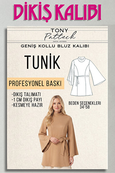 Tony Patteck Geniş Kollu Bluz & Tunik (BL13) - Hazır Dikiş Kalıbı (34-58 Beden)