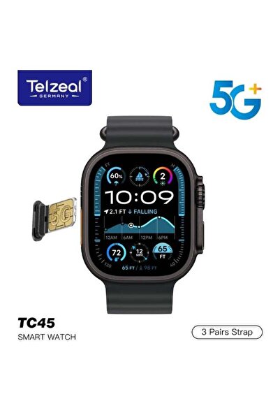 TELZEAL TC45 5G+ Smart Watch 2.2 Inch HD Display With 8MP Camera Sim Card Sup...