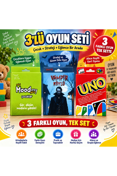 designelfida 3’lü Eğlenceli Oyun Seti – Mood’una Göre Çocuklar + Vampir Köylü...