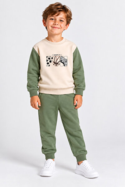 bebekpare Boy's Top and Bottom Set Fun Green Is Seasonal, 100% Cotton