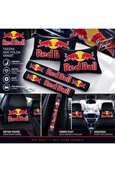 şimika tuning tuningmarketim REDBUL SIYAH İKİLİ YASTIK VE KEMER KILIFI SETİ