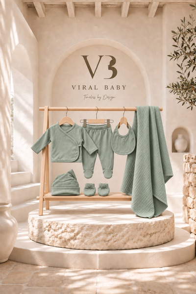 VIRAL BABY 6'lı Yenidoğan Hastane Çıkışı Seti - Fitilli %100 Pamuk Bebek Takı...