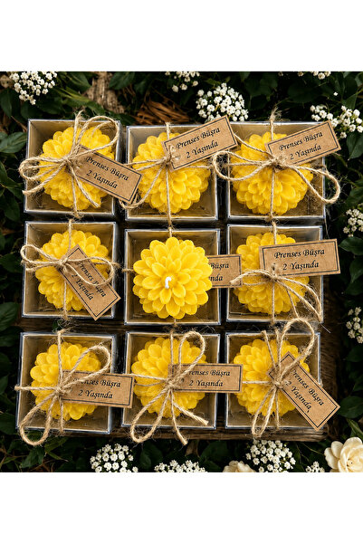 MAYTREND 20 Adet Kraft Kutu İçinde Sarı Lotus Mum, Düğün, Nişan, Söz, Kına, Doğum Günü