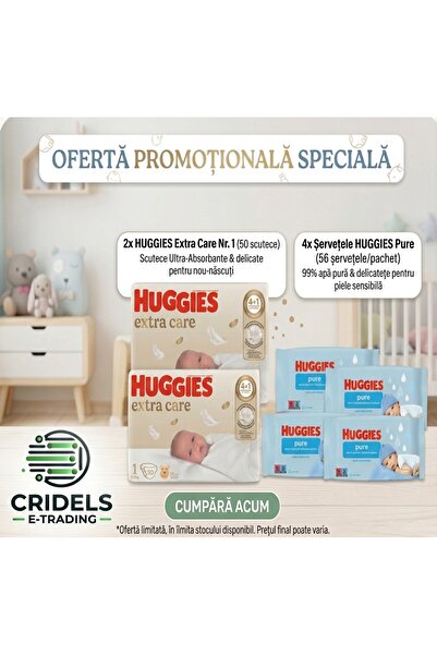 Huggies Pachet Promoțional Baby Care Routine: 2x Scutece Extra Care Nr. 1 (10...