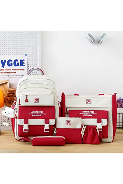 Generic Brand 5-Piece Student Backpack Set for Girls, Large Capacity School B...